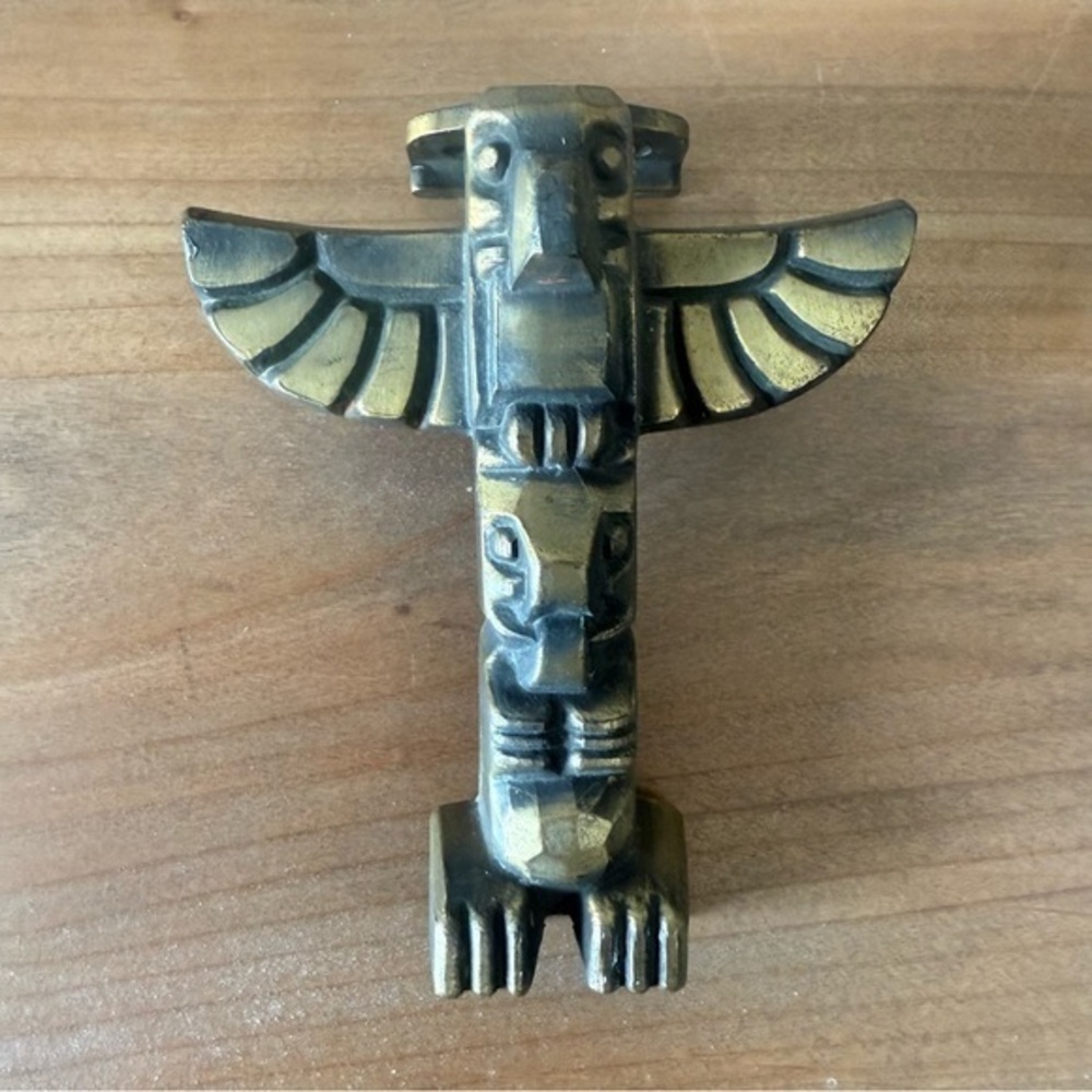 Vintage Cygnus, inc. bronze/ brass totem pole door knocker.